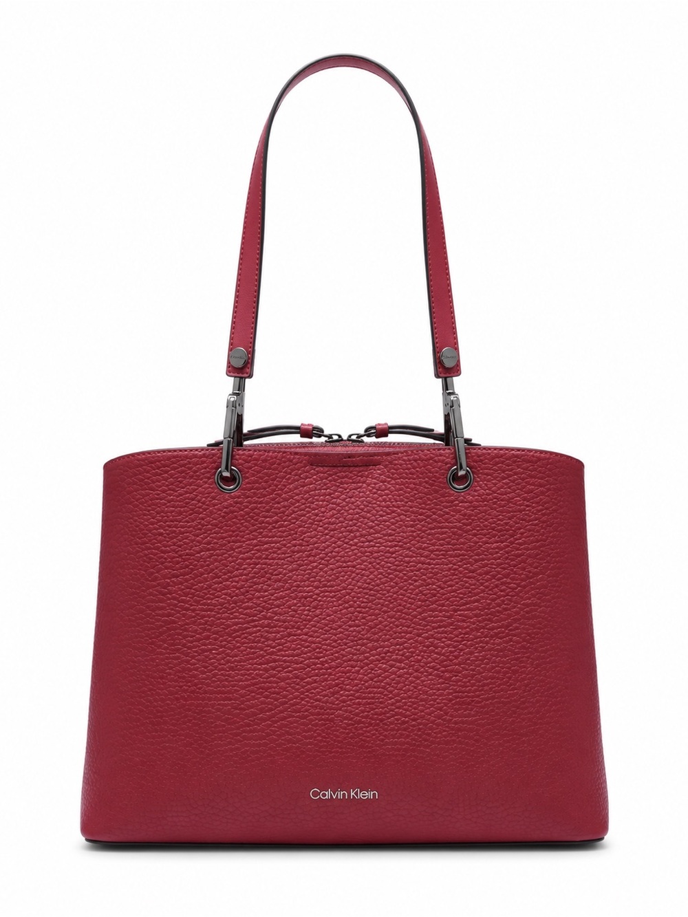 Calvin Klein Cherry Red Pebbled Leather Tote